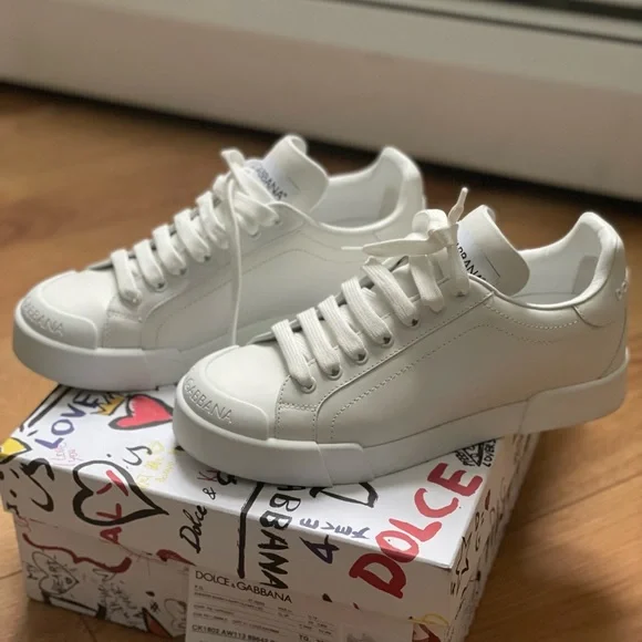 スニーカー Dolce & Gabbana White Nappa Leather Portofino Sneakers Dolce & Gabbana White Nappa Leather Portofino Sneakers